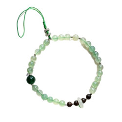 Natural Green Strawberry Quartz Beaded Phone Lanyard Strap