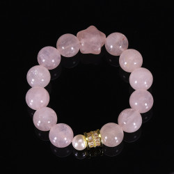 Natural Rose Quartz Bracelet, Fairy-Tone Pink Crystal Beaded Strand, Everyday Charm Jewelry for Women