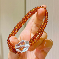 Natural Orange Garnet Clear Quartz Multi Wrap Beaded Bracelet Natural Orange Garnet Clear Quartz Multi Wrap Beaded Bracelet