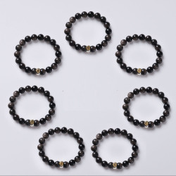 Silver Obsidian Six-Character Mantra Bracelet 10mm Black Myth Inspired Design Silver Obsidian Six-Character Mantra Bracelet 10mm Black Myth Inspired Design