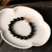 Black Obsidian & White Crystal Gold Dragon Bead Bracelet 10mm Black Obsidian & White Crystal Gold Dragon Bead Bracelet 10mm