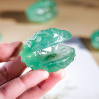 Natural Green Fluorite Shell Carving Crystal Ornament
