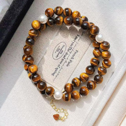 Vintage Fine Tiger's Eye Pearl Necklace Vintage Fine Tiger's Eye Pearl Necklace