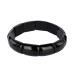 Natural Black Tourmaline Cuff Bracelet, Handwoven Wide Bar Bangle with Fine Beads, Unisex Minimalist Statement