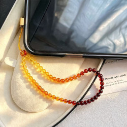 Natural Honey Amber Blood Amber Beaded Phone Chain Bracelet Natural Honey Amber Blood Amber Beaded Phone Chain Bracelet