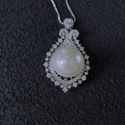 Large 15-16mm Pearl-Style Drop Pendant Necklace, Australian White Pearl Look, Statement Jewelry Large 15-16mm Pearl-Style Drop Pendant Necklace, Australian White Pearl Look, Statement Jewelry