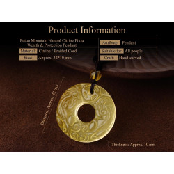 Putuo Mountain Natural Citrine Pixiu Wealth & Protection Pendant