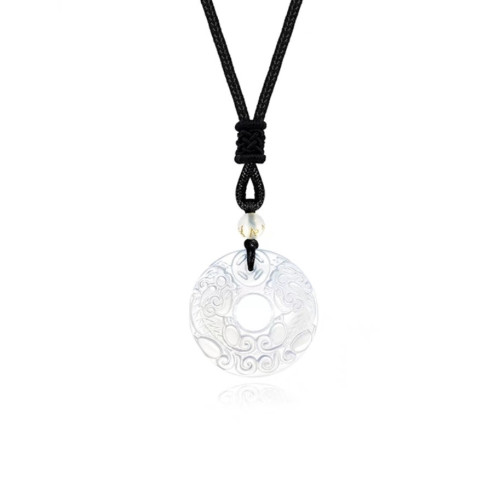 Natural White Agate Pixiu Fortune & Protection Pendant
