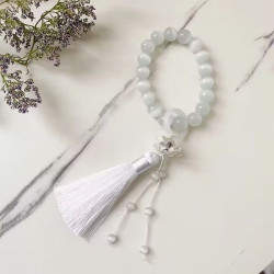 White Cat's Eye Glass 18-Bead Bracelet | Buddhist Prayer Bead Bracelet White Cat's Eye Glass 18-Bead Bracelet | Buddhist Prayer Bead Bracelet