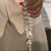White Cat's Eye Glass 18-Bead Bracelet | Buddhist Prayer Bead Bracelet