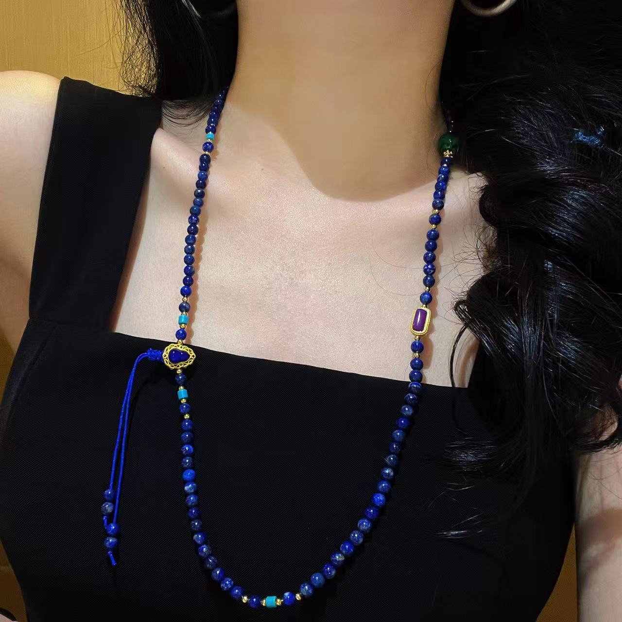 Vintage High Quality Fine Quality Natural Lapis Lazuli Malachite Necklace