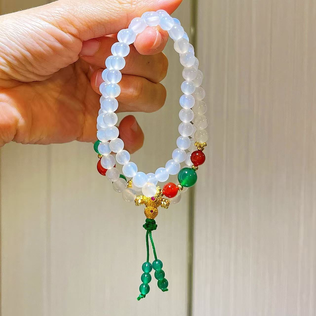 Designer Natural Carnelian Jade Multi-Wrap Bracelet