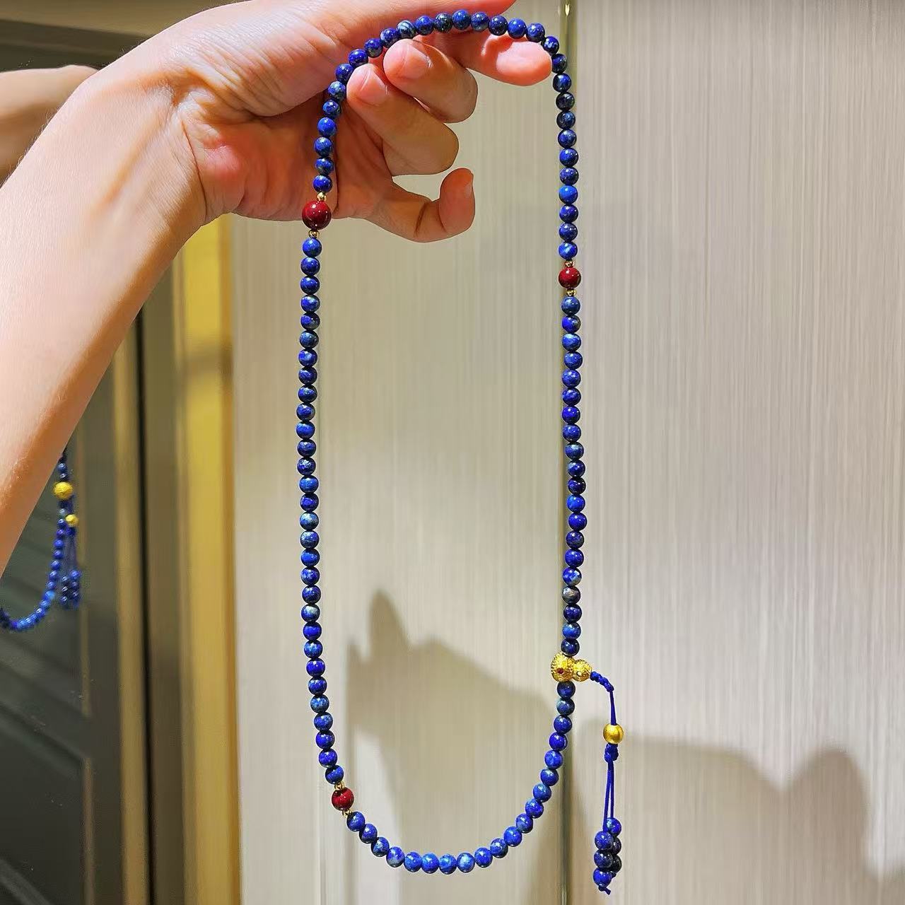 Vintage Designer Natural Lapis Lazuli Multi-Wrap Bracelet