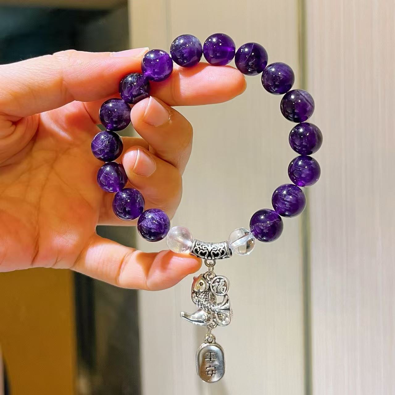 Designer Natural Amethyst 10mm Bracelet