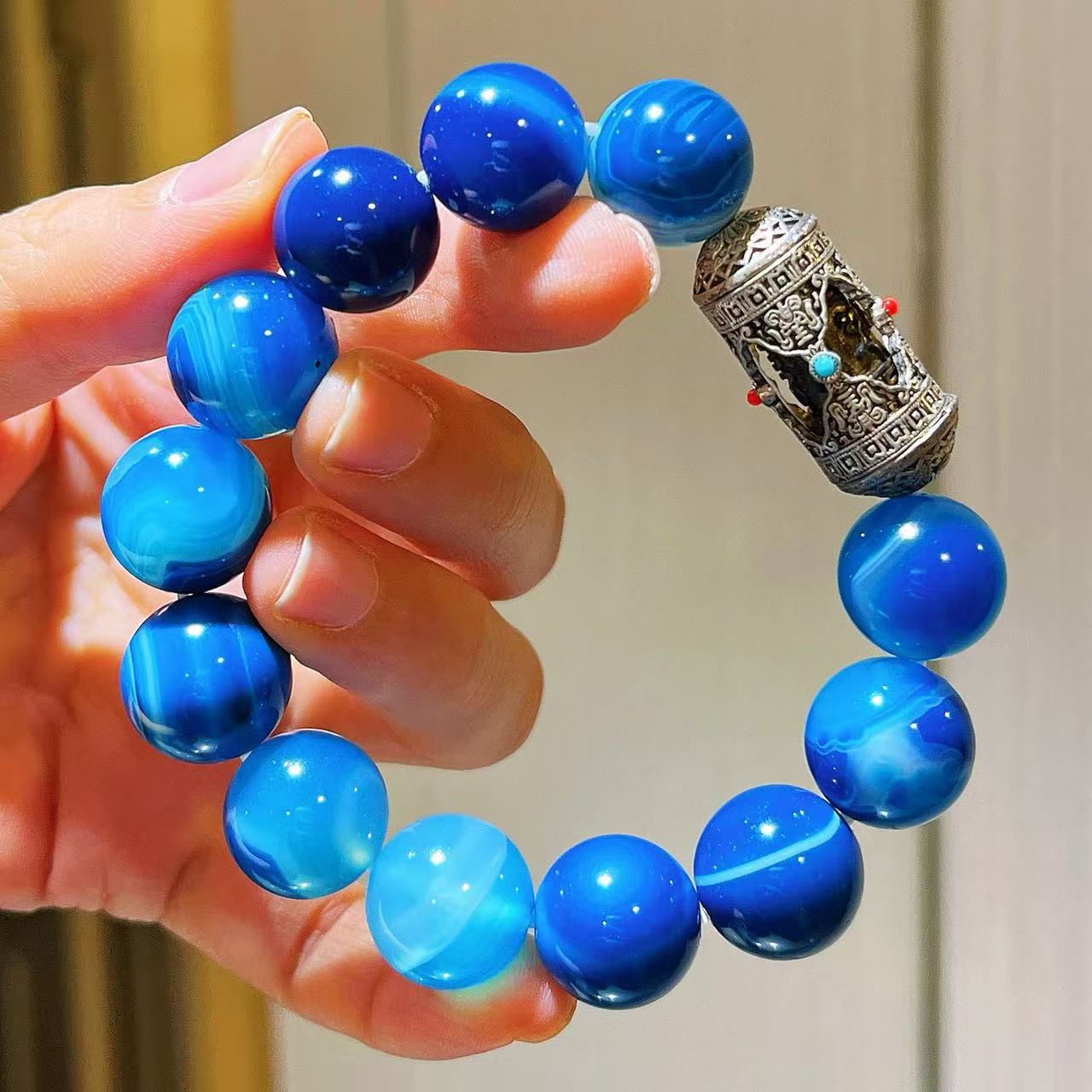 Haute Couture Natural Jade 14mm Bracelet