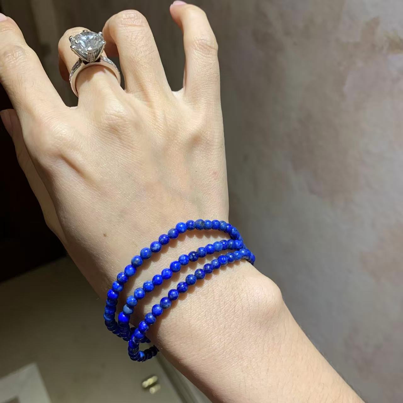 Vintage Natural Lapis Lazuli Multi-Wrap Bracelet