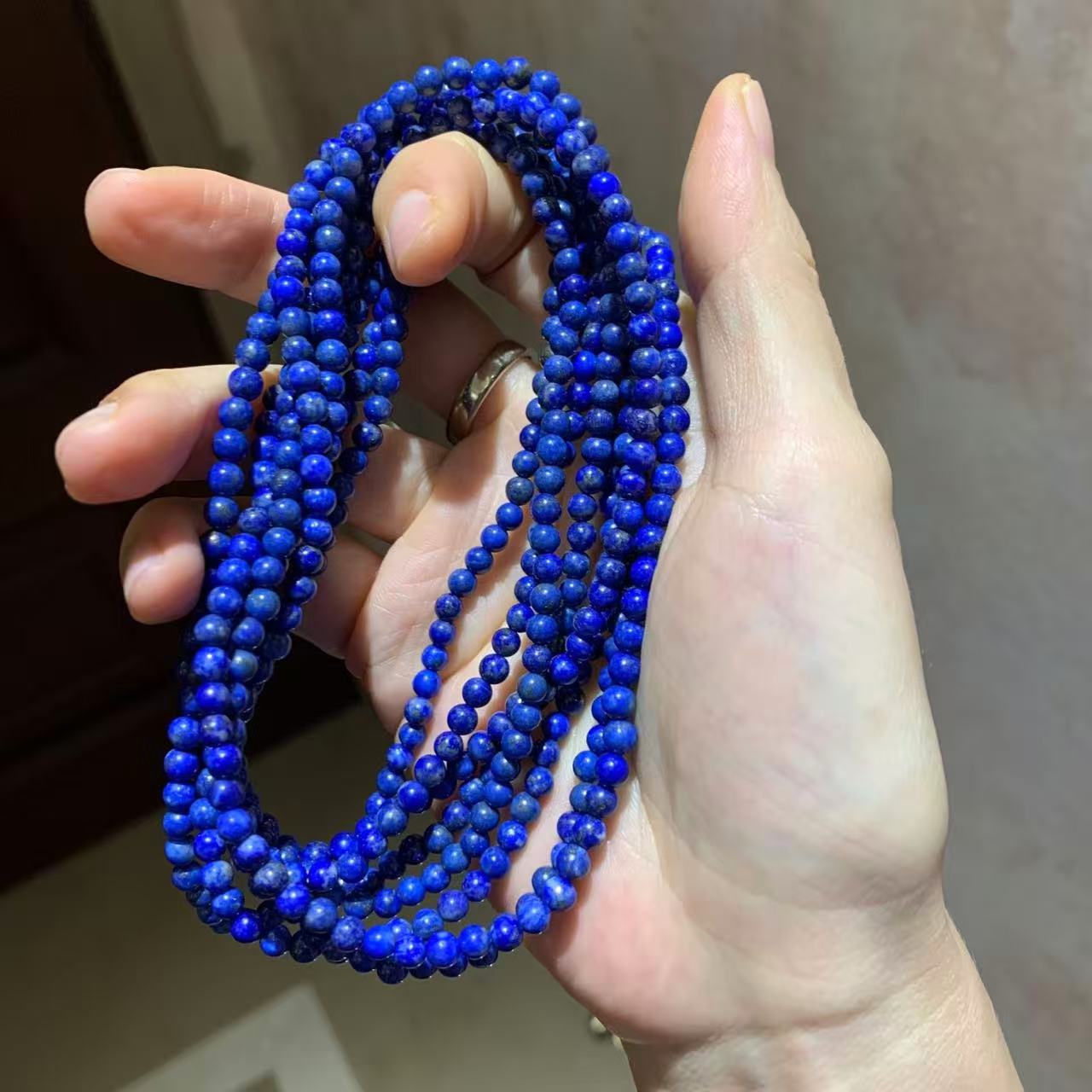Vintage Natural Lapis Lazuli Multi-Wrap Bracelet