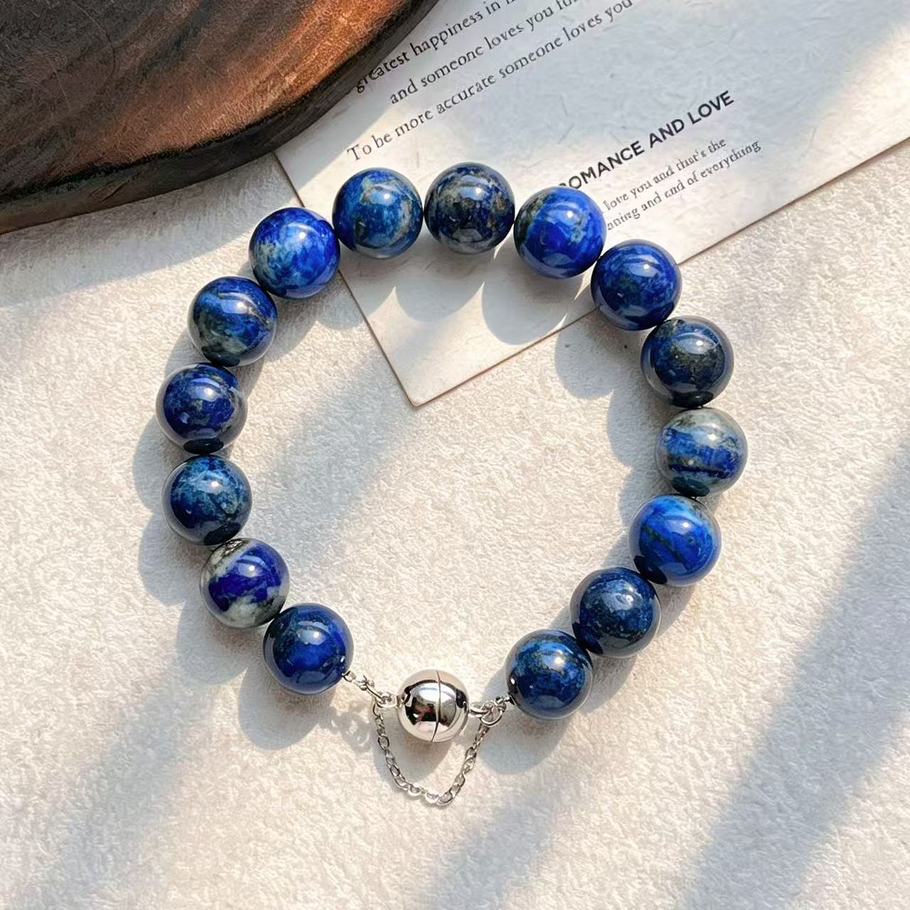 Designer Natural Lapis Lazuli 12mm Bracelet