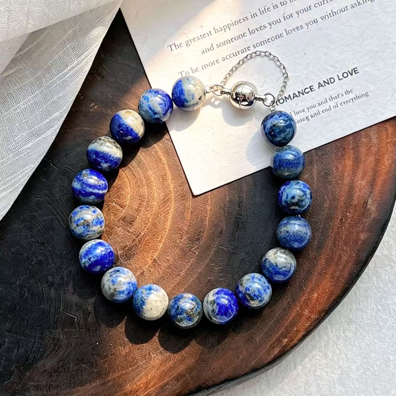 Designer Natural Lapis Lazuli 12mm Bracelet