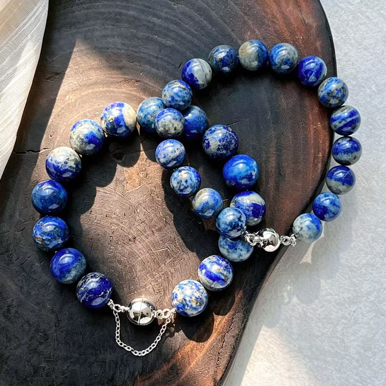 Designer Natural Lapis Lazuli 12mm Bracelet