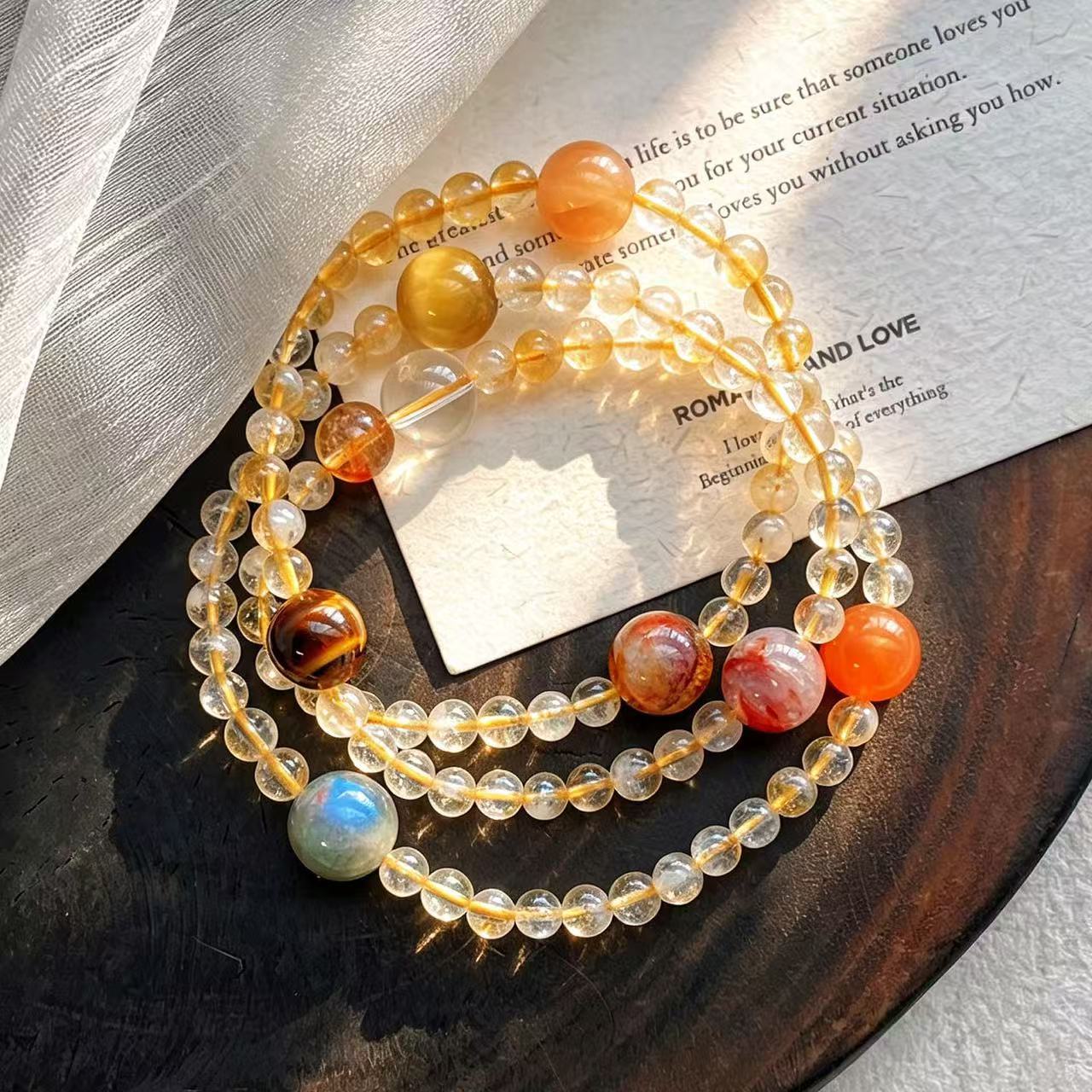 Maillard Natural Citrine Moonstone Labradorite Multi-Wrap Bracelet