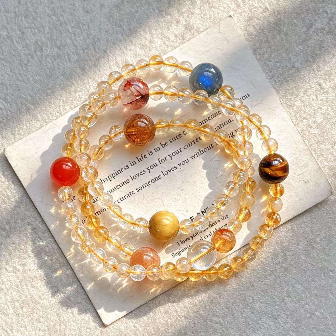 Maillard Natural Citrine Moonstone Labradorite Multi-Wrap Bracelet