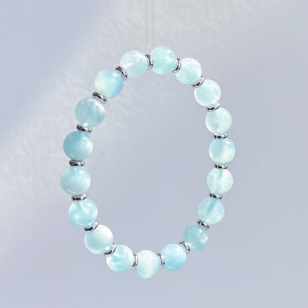 Designer Natural Aquamarine 9mm Bracelet