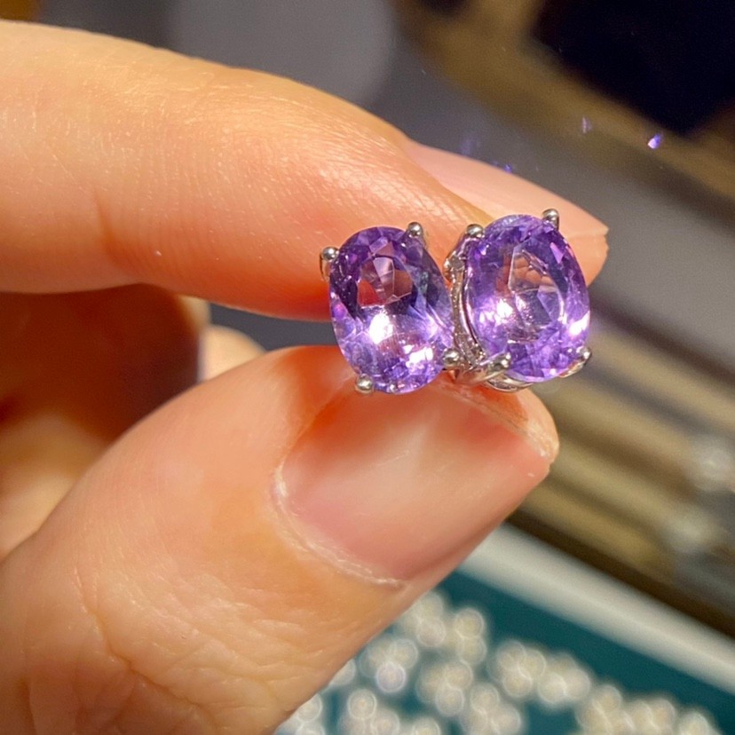 Natural Amethyst 925 Sterling Silver Earrings