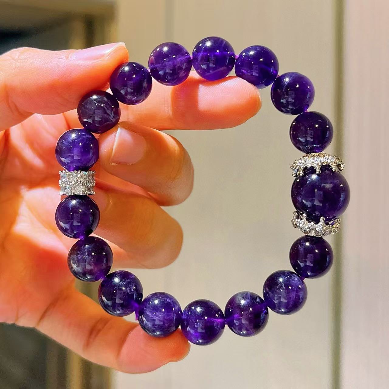 Premium Designer Natural Amethyst 10mm Bracelet