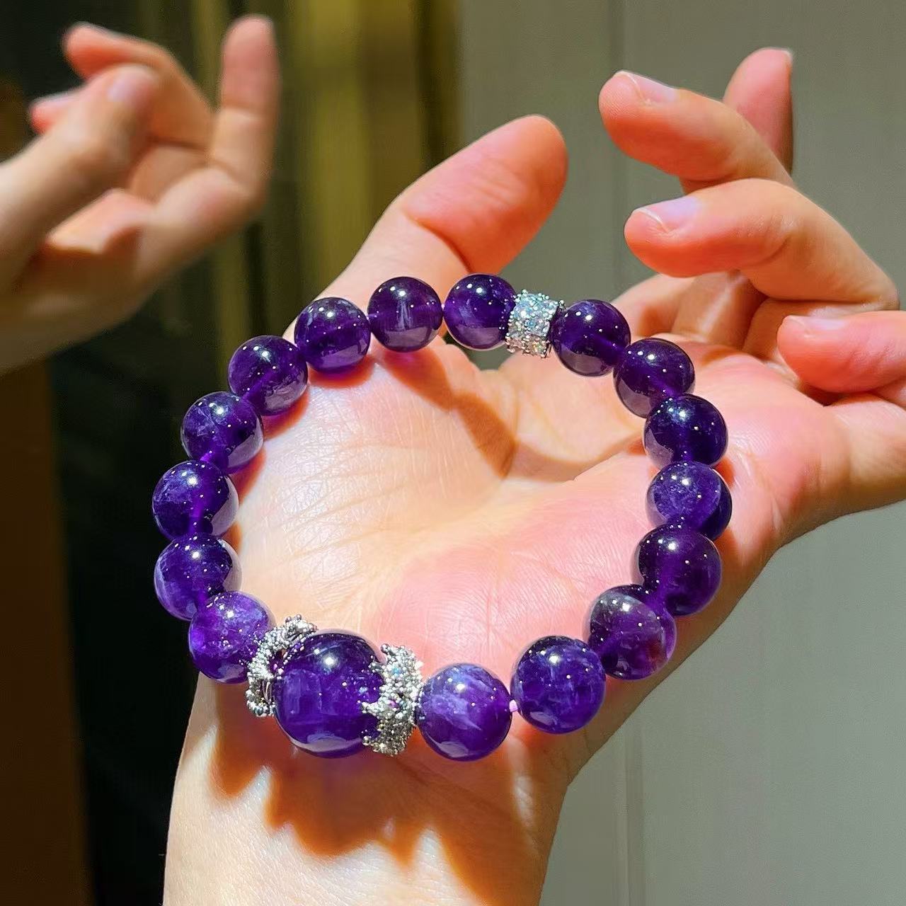 Premium Designer Natural Amethyst 10mm Bracelet