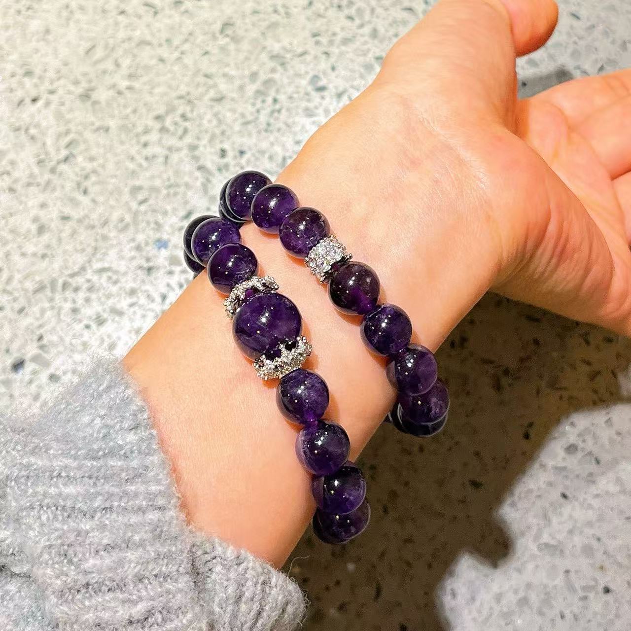 Premium Designer Natural Amethyst 10mm Bracelet
