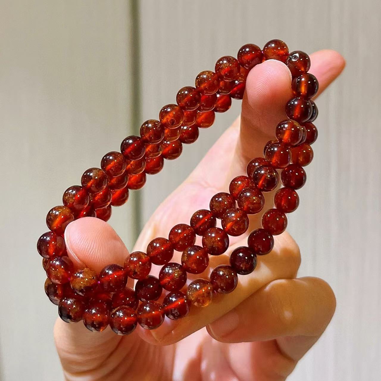 Fanta Orange Natural Garnet Multi-Wrap 6mm Bracelet