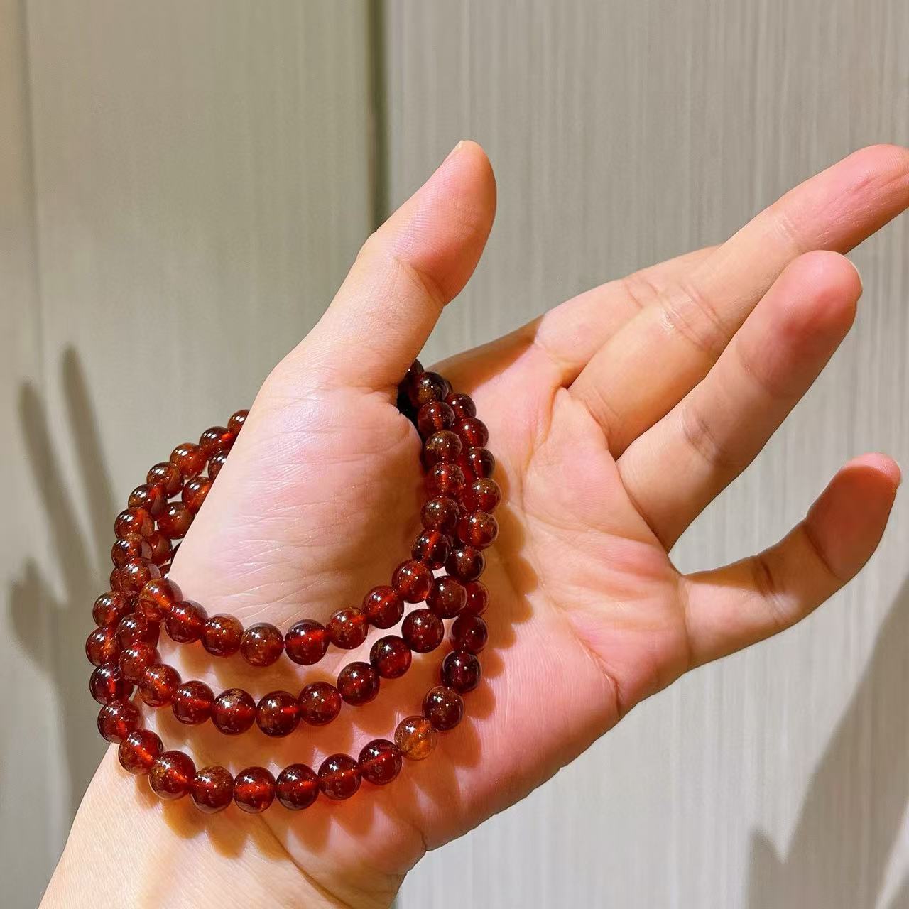 Fanta Orange Natural Garnet Multi-Wrap 6mm Bracelet