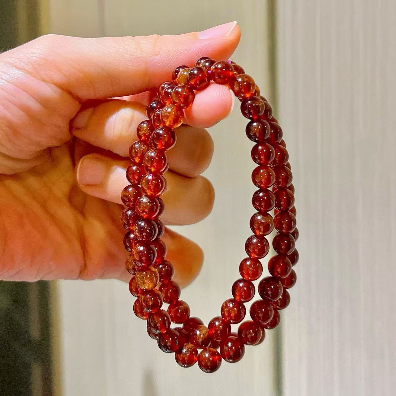 Fanta Orange Natural Garnet Multi-Wrap 6mm Bracelet