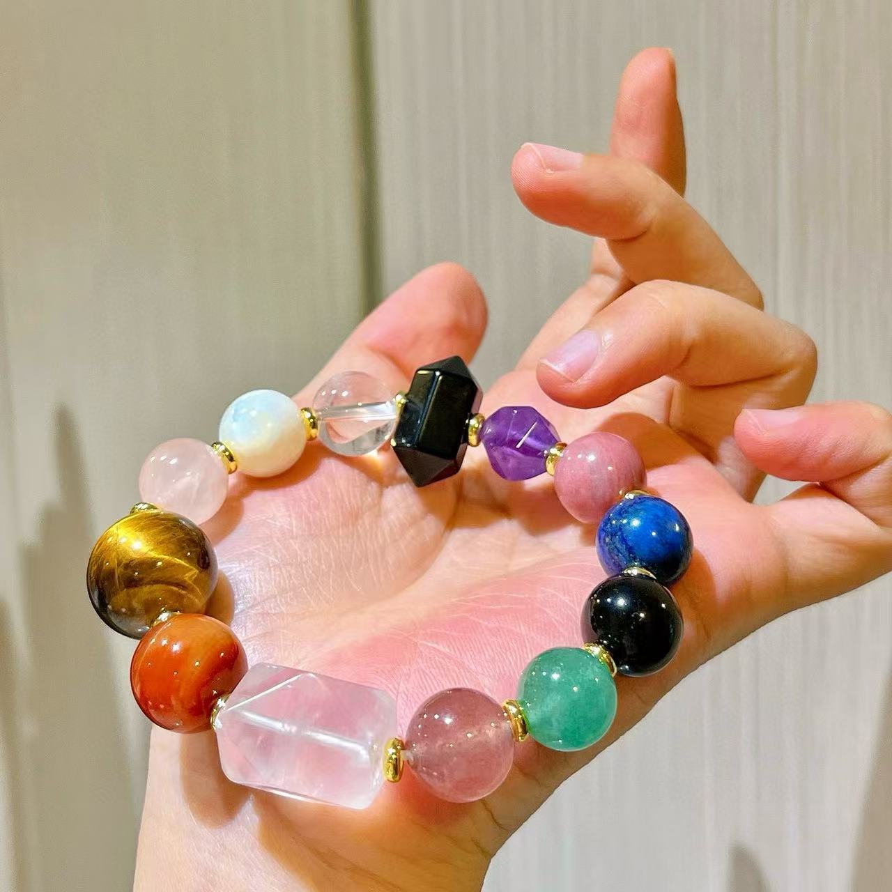 Rainbow Gemstone Beaded Bracelet