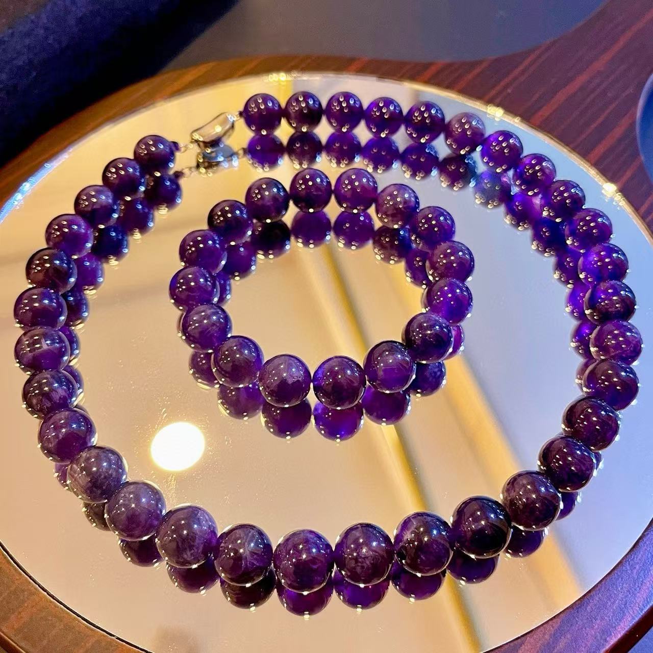 Grape Purple Natural Amethyst Large Bead Necklace