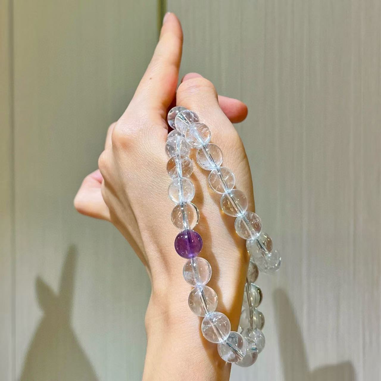 Designer Natural Amethyst Clear Quartz Necklace